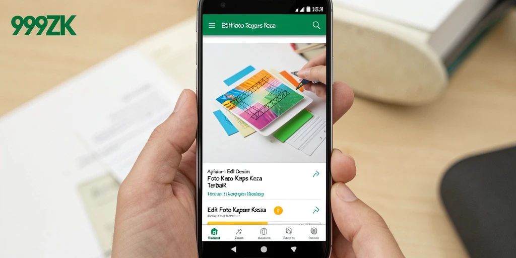 Tampilan antarmuka 999ZK dengan fitur edit foto kertas kaca.