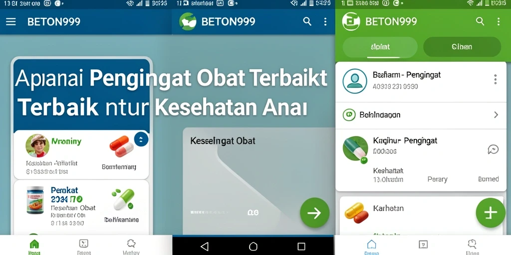 Antarmuka aplikasi BETON999 yang menampilkan pengingat obat.