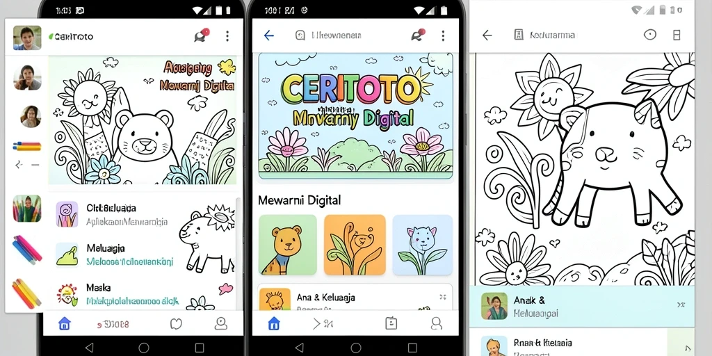 Tampilan antarmuka CERITOTO yang menarik untuk mewarnai.