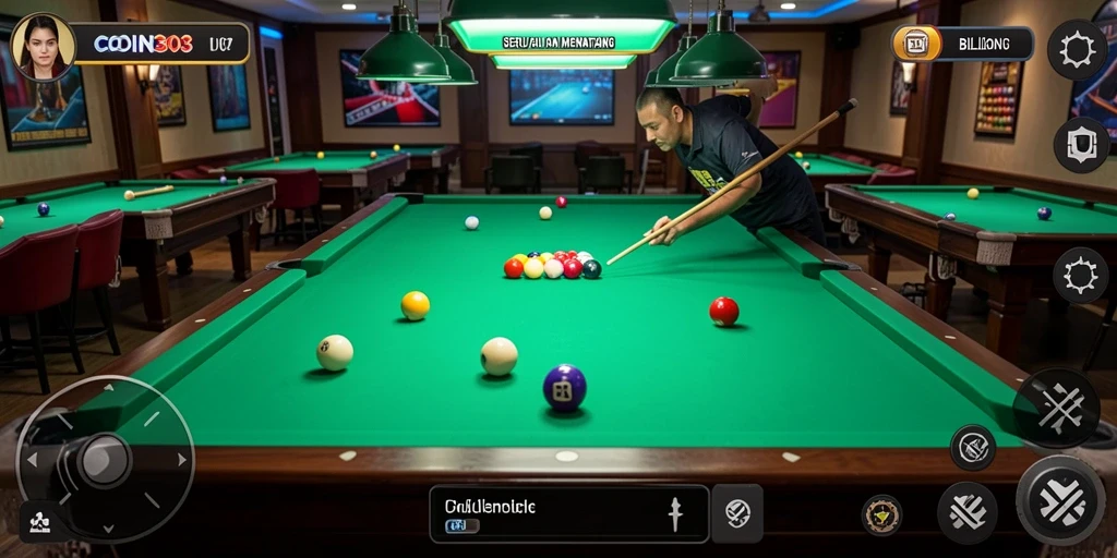 Antarmuka COIN303 yang menarik saat bermain billiard.