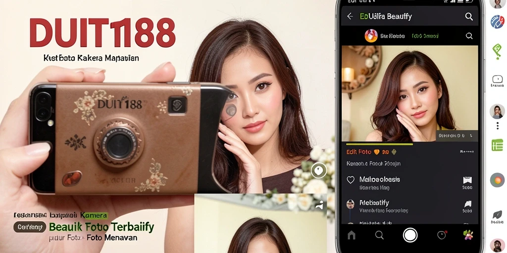 Antarmuka pengguna DUIT188 saat mengedit foto dengan Kamera Beautify.