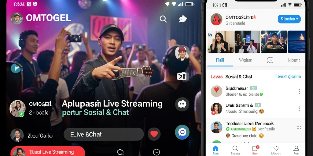 Antarmuka pengguna OMTOGEL saat Live Streaming yang interaktif.