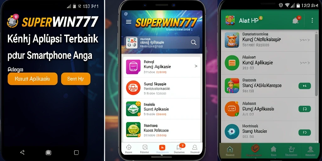 Antarmuka pengguna SUPERWIN777 menampilkan berbagai opsi pengaturan kunci aplikasi.